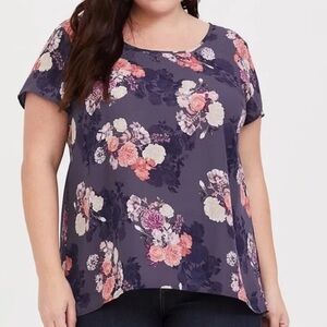 Torrid Purple Floral Short Sleeve Top